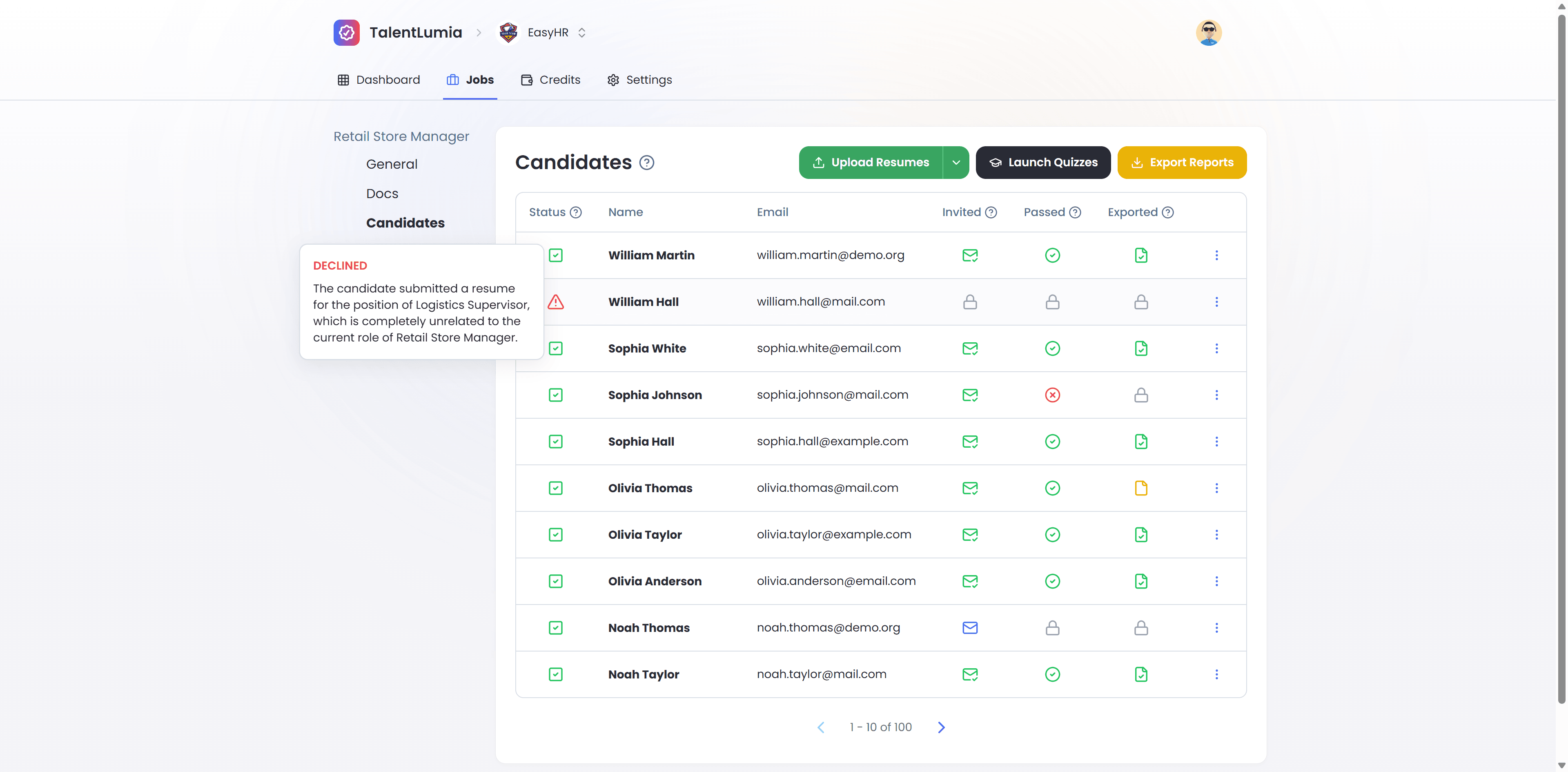 Results Interface